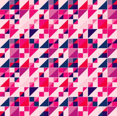 Geometrik şekillerin geri dönüş deseni. Renkli mozaik pankart. Geometrik hipster retro arka planında metnin için yer var. Retro üçgen arkaplan