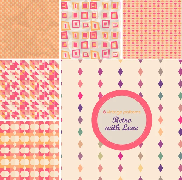 Set of seamless retro patterns — Stock Vector