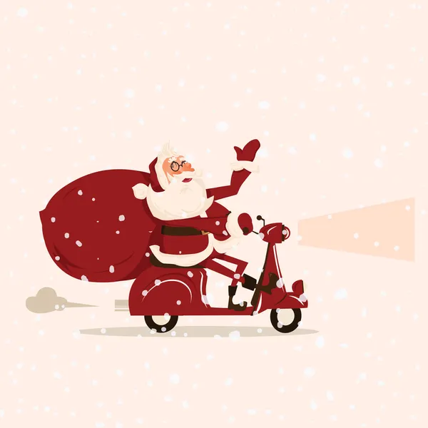 Santa brengt geschenken. Cartoon vectorillustratie — Stockvector