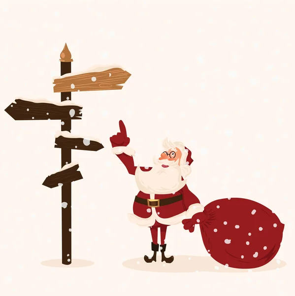 Santa brengt geschenken. Cartoon vectorillustratie — Stockvector