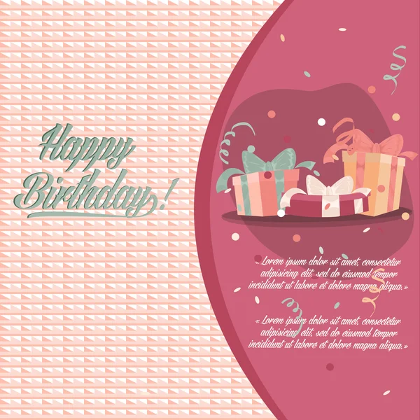 Retro vintage happy birthday card with gifts — Stock Vector