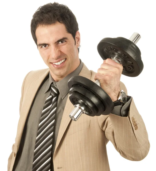 işadamı bir halter kaldırma