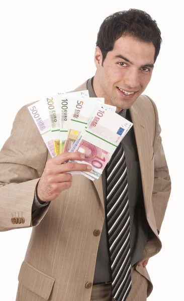 Businessman with bundle of money Stock Image