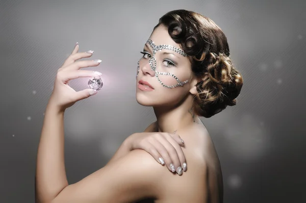 Girl with diamond make up — Stock Photo, Image