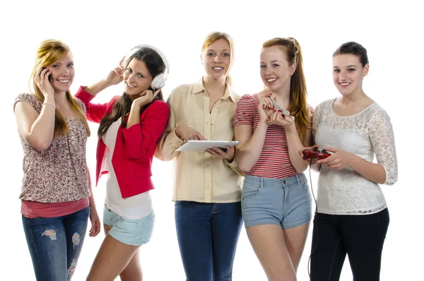 Girlfriends leisure time with fun — Stock Photo, Image