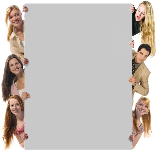 Holding empty billboard — Stock Photo, Image