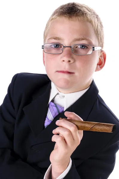 Little boss with big cigar — Stock Photo, Image