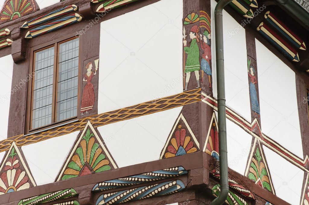 Half-timbered house in the Weser Renaissance style, detail