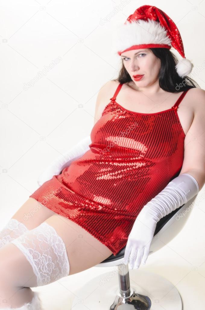 Sexy Miss Santa sitting
