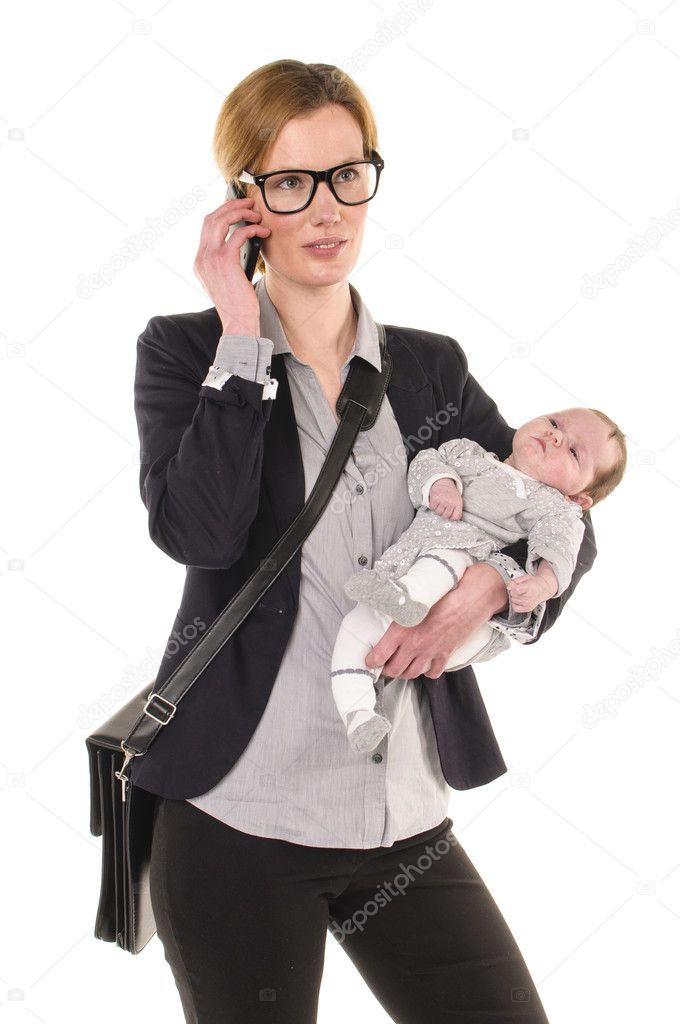 Elephoning Femme D Affaires Avec Bebe Image Libre De Droit Par Runzelkorn C Elephoning Femme D Affaires Avec Bebe Image Libre De Droit Par Runzelkorn C