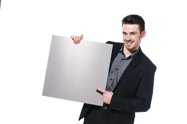 Man with empty sign — Stock Photo, Image