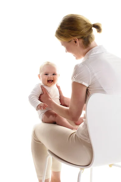 Om has baby on her lap — Stock Photo, Image