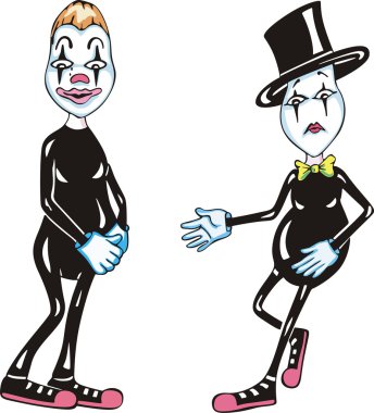 Two funny mimes clipart