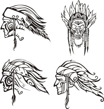 Amerindian Heads clipart
