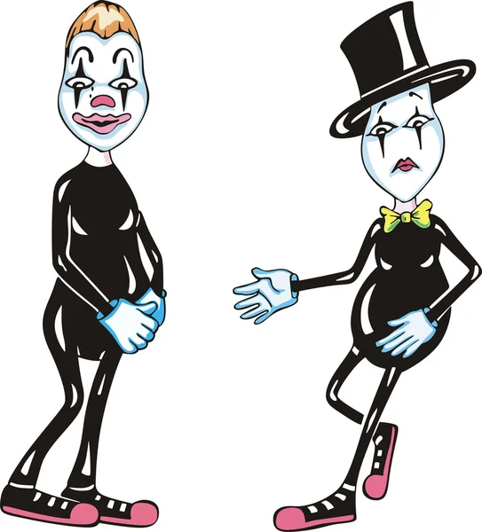 Two funny mimes — Stock Vector