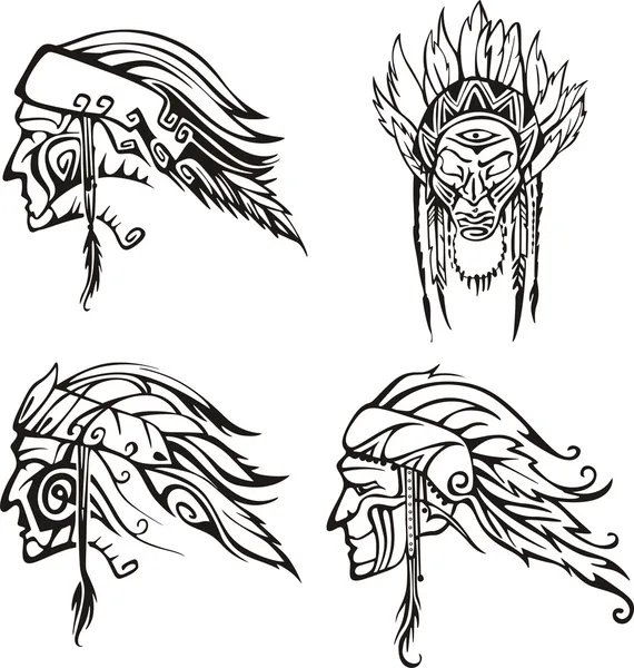 Amerindiaanse hoofden — Stockvector