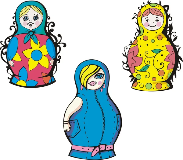 Russian matryoshka dolls — Stock Vector