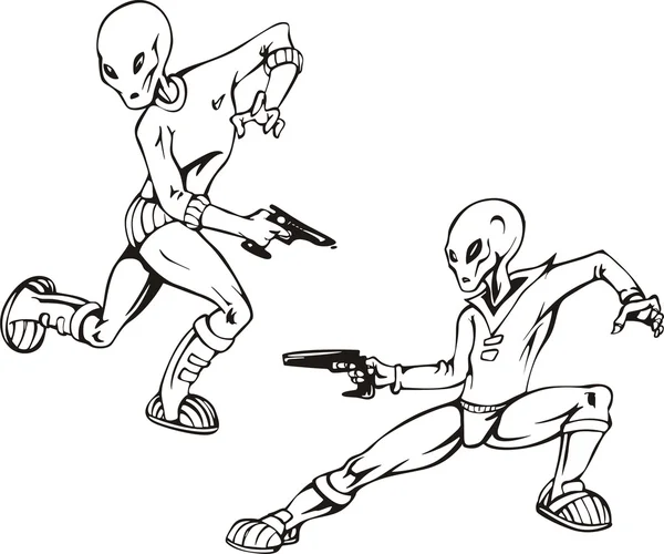 Deux humanoïdes avec des blasters — Image vectorielle
