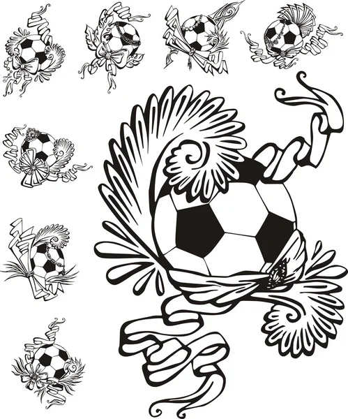 Футбольные мячи с украшениями — стоковый вектор