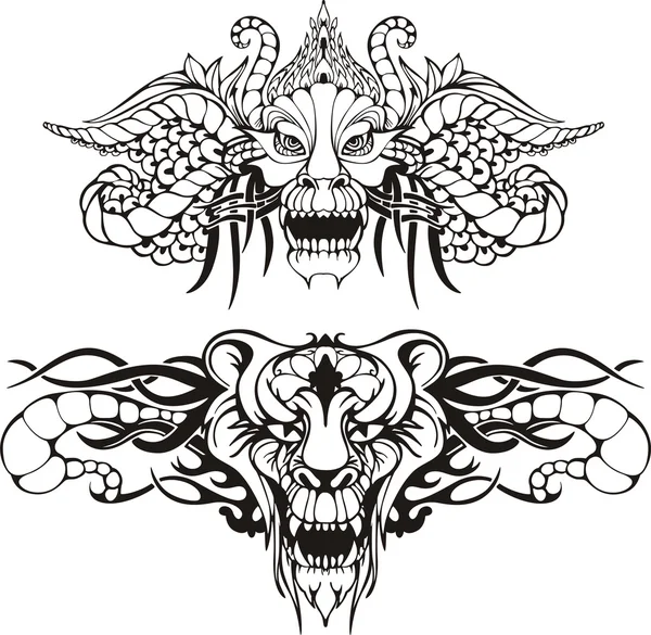 Симетрична тварин татуювання — стоковий вектор