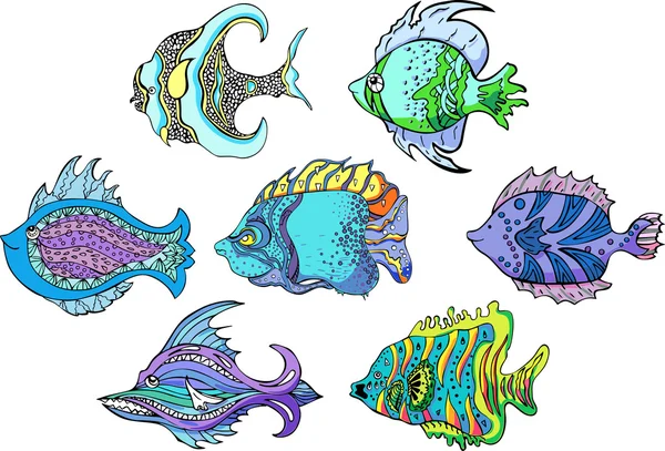 Motley poissons tropicaux — Image vectorielle