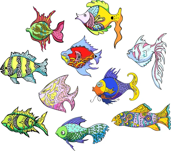 Motley tropical fish — Stock Vector