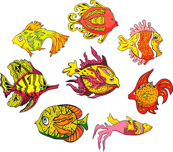 Peces tropicales variados — Vector de stock