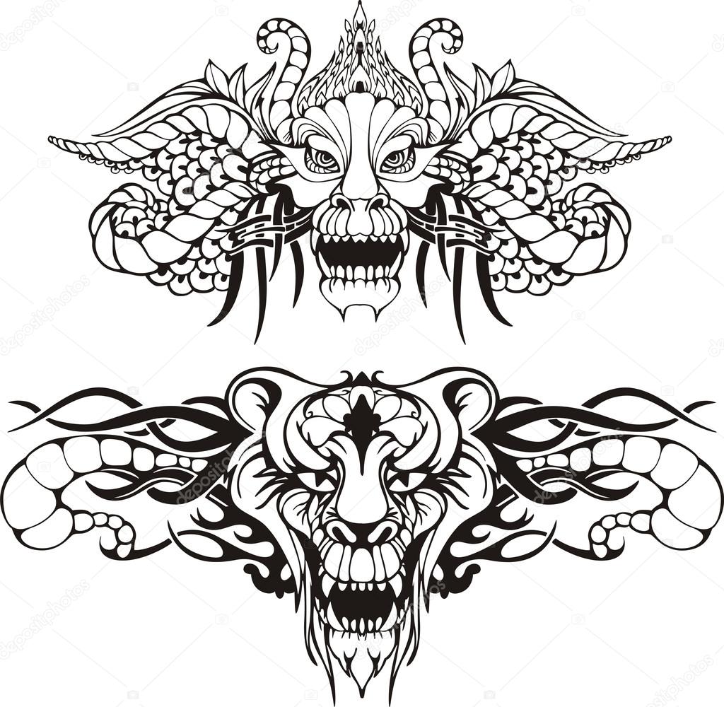 Symmetric animal tattoos