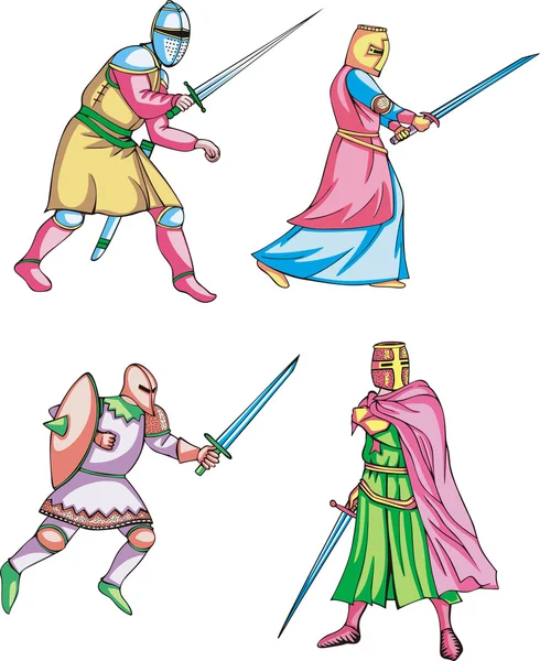 Caballeros medievales — Vector de stock