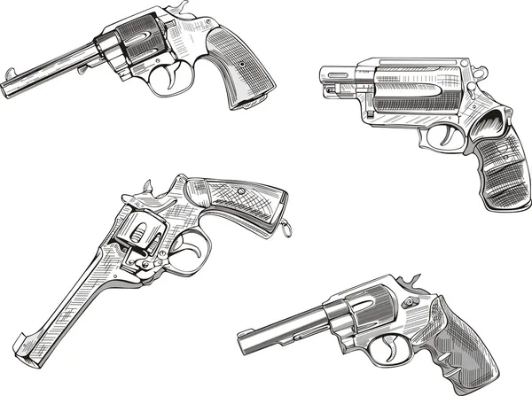 Revolver schizzi — Vettoriale Stock