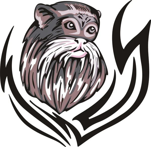 Emperador tamarin mono tatuaje — Vector de stock