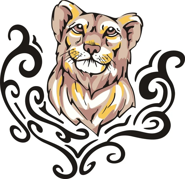 Tatouage de lionne — Image vectorielle