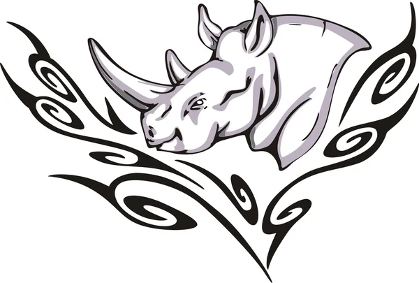 Tatuaggio di Rhino — Vettoriale Stock