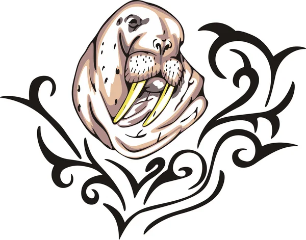Walrus tattoo — Stockvector