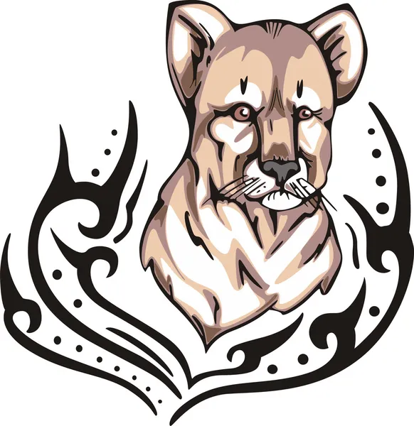 Lion cub tattoo — Stock Vector