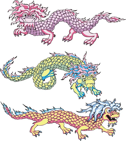 Lustige chinesische Drachen — Stockvektor