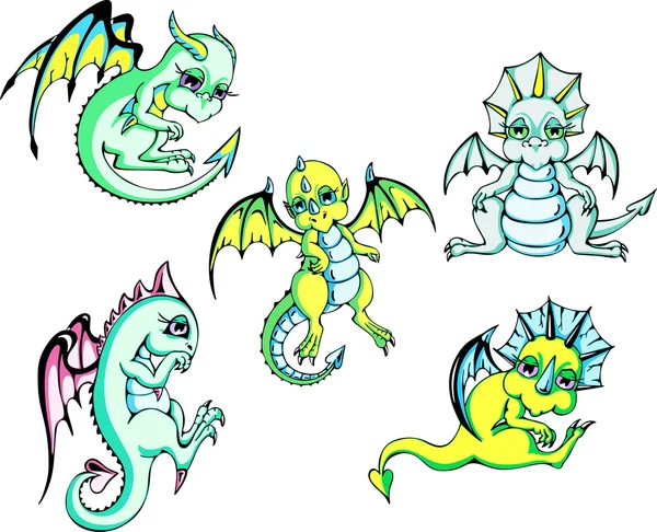 Green baby dragons — Stock Vector