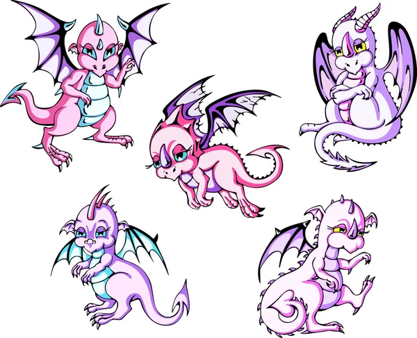 Рожевий baby дракони — стоковий вектор