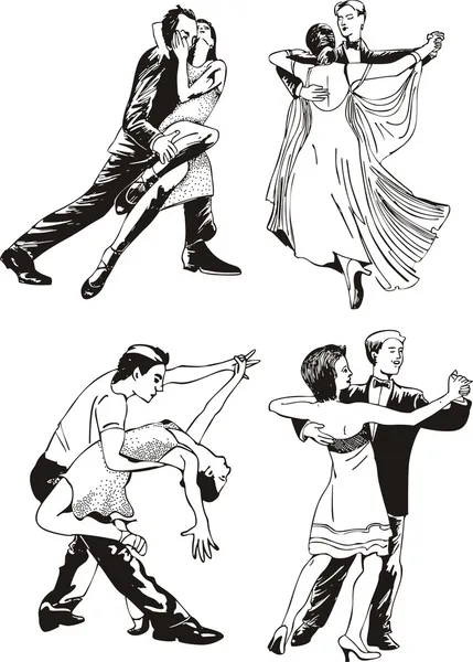 Parejas bailando — Archivo Imágenes Vectoriales