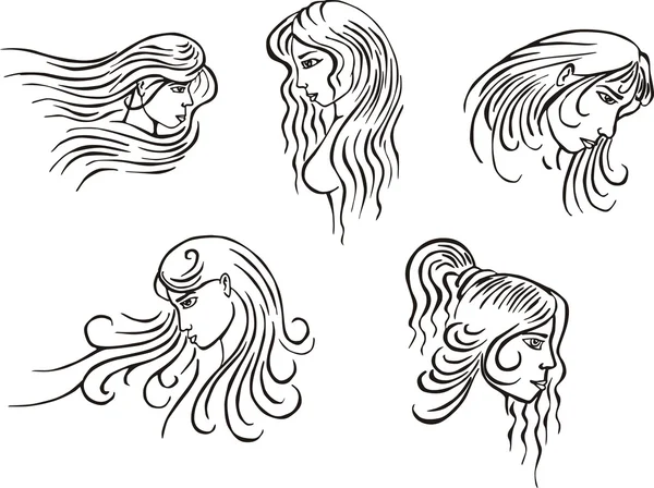 Стилизованные женские головы — стоковый вектор