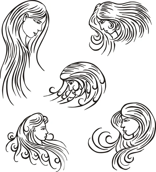 Stiliserade kvinna huvuden — Stock vektor
