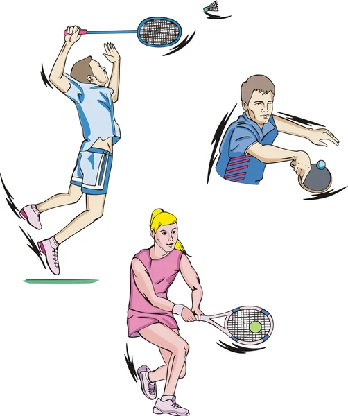Ténis e Badminton —  Vetores de Stock