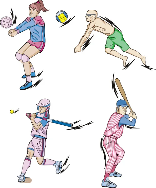 Volleyball und Baseball — Stockvektor