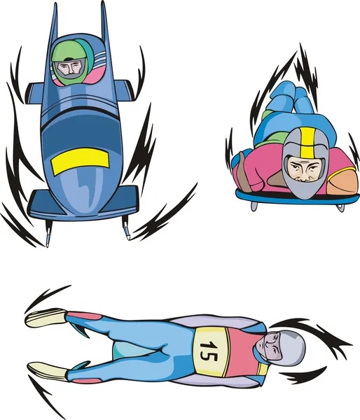 Bobsleigh, Squelette et Luge — Image vectorielle