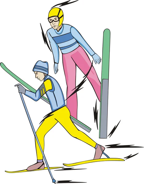Skiën. Noordse combinatie — Stockvector