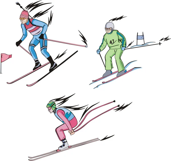 Biathlon and Alpine skiing — Stock Vector