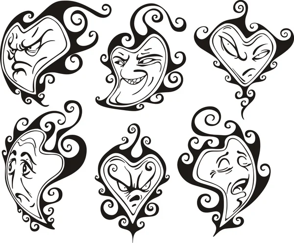 Visages en forme de coeur — Image vectorielle