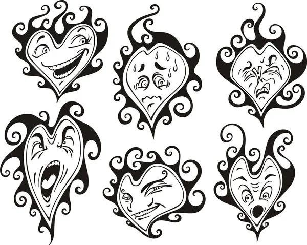 Visages en forme de coeur — Image vectorielle