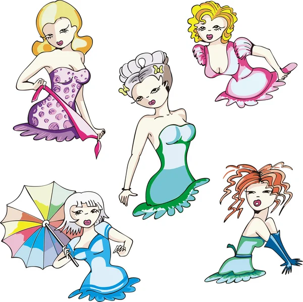 Retro pin-up girls — Stock Vector