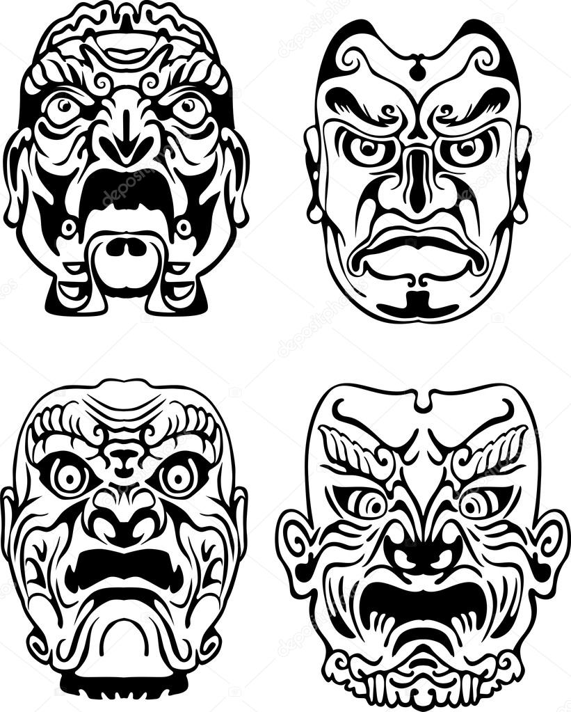 Japanese Noh Theatrical Masks Stock Vector Image by ©rorius 12639962